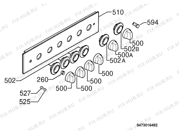 Взрыв-схема плиты (духовки) Rex RB650G - Схема узла Command panel 037